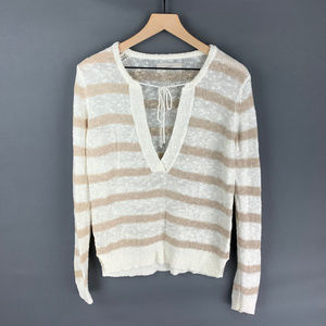 Ann Taylor LOFT White Tan Pullover Sweater Sz M